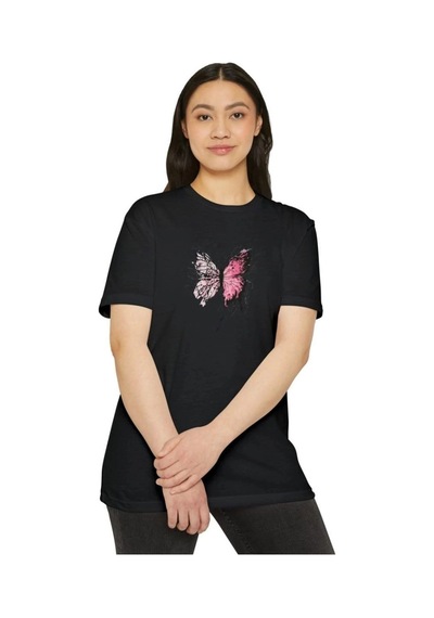 Freedom Storee Kadın Bisiklet Yaka Baskılı T-shirt - Siyah Çok Renkli