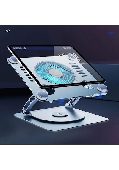 Ayarlanabilir Metal Laptop Standı Fanlı Notebook Tutucu Alüminyum Apple  Uyumlu MacBook Yükseltici