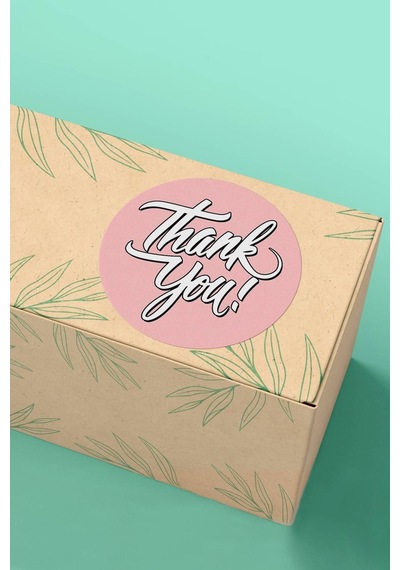 Pembe Thank You Kargo Sticker 3x3cm St2160 Çok Renkli