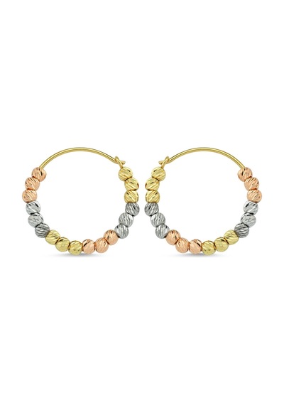Dorikalı Altın Küpe Triacolor 1,80 Cm 14K Gold