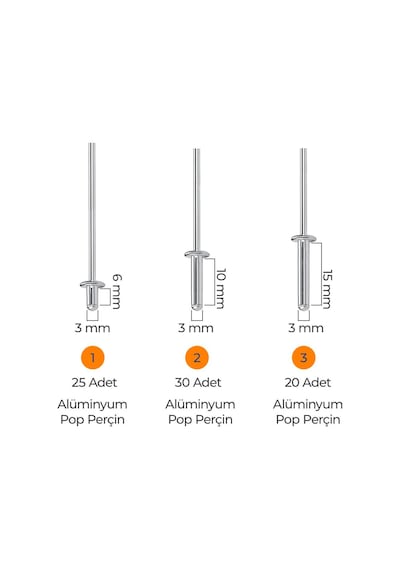 Toko Hobi-4 Alüminyum Pop Perçin Seti 411 Parça 13 Çeşit Organizer Takım Çantalı