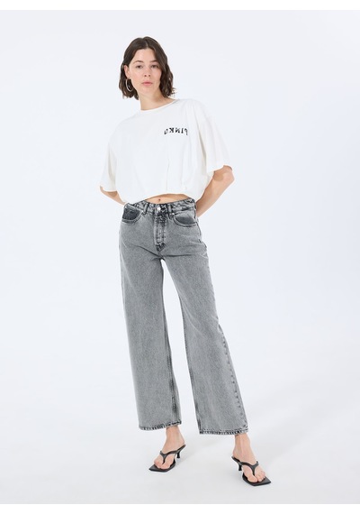 Hugo Gri Kadın %100 Pamuk Straight Denim Pantolon 50539781