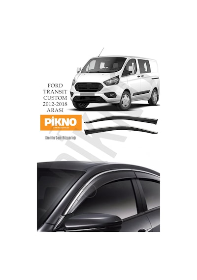 Ford Transit Custom 2012-2018 Arası Kromlu Cam Rüzgarlığı 2'li Set A+ Plus