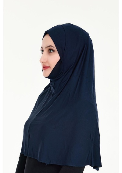 Peçeli Hazır Türban Pratik Şal Hijab Namaz Örtüsü Lacivert