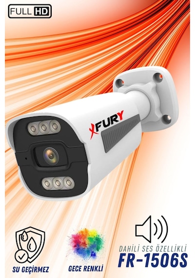Fury 4 Lü Sesli 6 Warm Led Gece Renkli Görüş Su Geçirmez Güvenlik Kamerası Seti 1tb