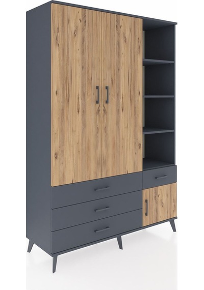 Hyperion Dolap 5 Raflı 4 Çekmeceli Tek Askılı 132x44x195 Antrasit-çam/antrasit Atlas Çam/antrasıt Hyperion Dolap 5 Raflı 4 Çekmeceli Tek Askılı 132x44x195 Antrasit-çam/antrasit Atlas Çam/antrasıt