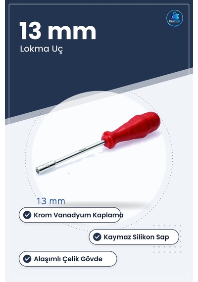 Lokma Uçlu Tornavida 13 Mm Krom Vanadyum Kaplama Kaymaz Silikon S