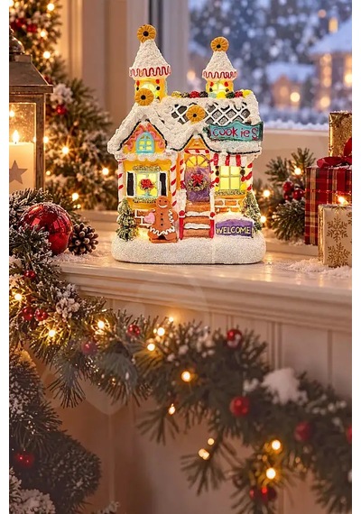 Yılbaşı Ürünleri Dekoratif Kurabiye Ev Işıklı Cookies Bys0010