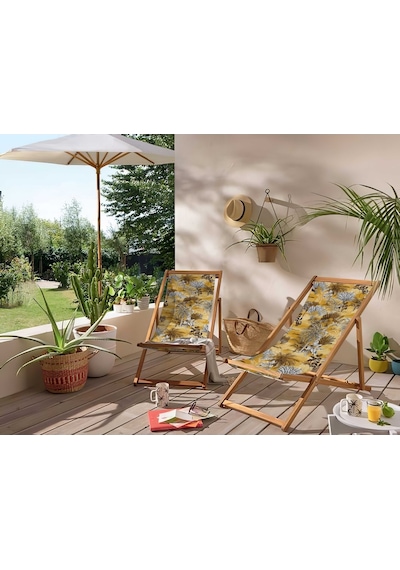 Bluehomeconcept Adawall Sarı Tropikal Katlanabilir Şezlong