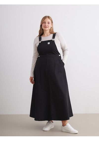 Lcw Modest Siyah Kare Yaka Jean Salopet Elbise