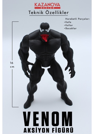 Kazanova Design Venom Aksiyon Figürü 16 Cm Marvel Plastik Masaüstü Dekoratif Hediyelik