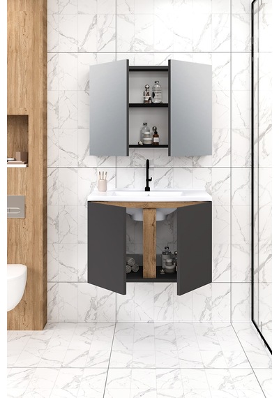 %100 Mdf 80 Cm Lavina Banyo Dolabı Beyaz