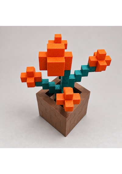Piksel Orkide Biblo - 3d Baskı, Minecraft Esintili Turuncu