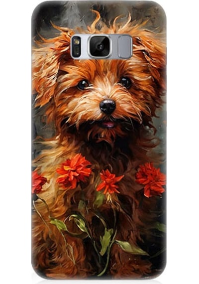 Samsung Galaxy S8 Edge Uyumlu Çiçekli Köpek Desenli Silikon Kılıf