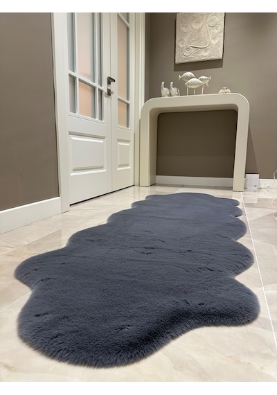 Ultra Soft Gri Yumuşak Dokulu Peluş Halı Çift Kafa Post