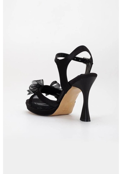 Papuçcity Hco 03165 Kadın Platform Topuklu Gelin Nikah Düğün Sandalet Siyah