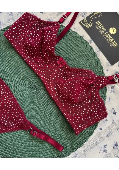Pointy Love Transparan Yumuşak Tülden Parlak Puantiyeli Balenli Ş Bordo