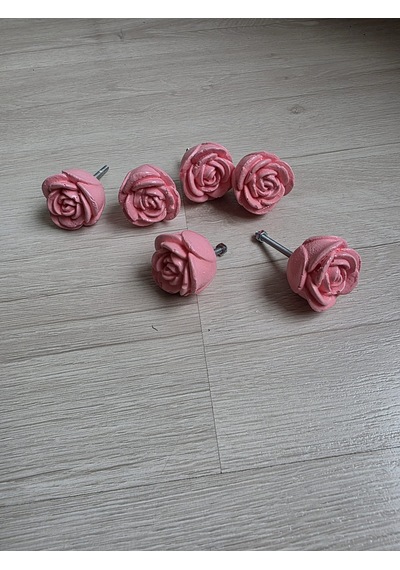 Dafniart 6'lı Set Kırmızı Kalp Şeklinde Çekmece Ve Dolap Kulpu, 4-5 Cm, Vidalı Açık Pembe