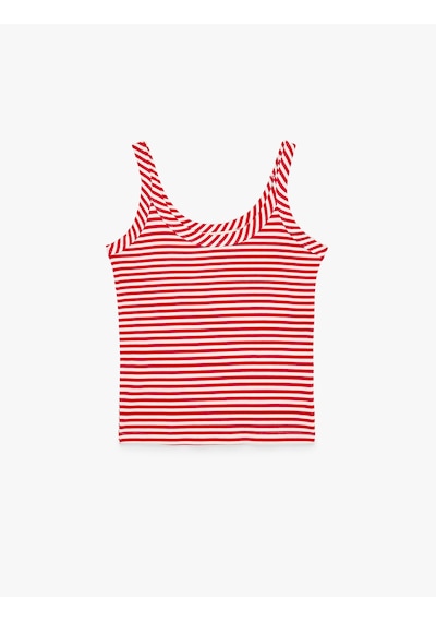 Koton Slim Fit U Yaka Askılı Çizgili Atlet Kırmızı Çizgili 6sak10038pk