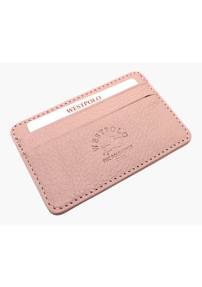 Westpolo Hakiki Deri Unisex İnce Kartlık - Pudra Pudra