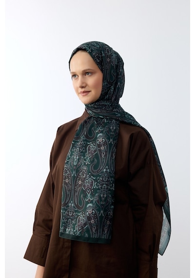 Mirsoy Scarf Asya Etnik Desen Şal Yeşil