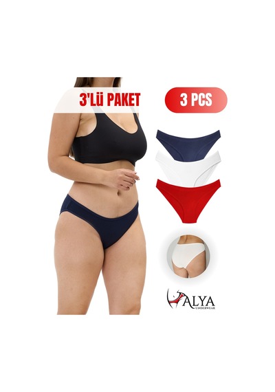 Alya Underwear Kadın Bikini Kesim Pamuklu Empirme Baskılı Slip Külot - 3 Adet - S, M, L, Xl, 2xl Çok Renkli T02