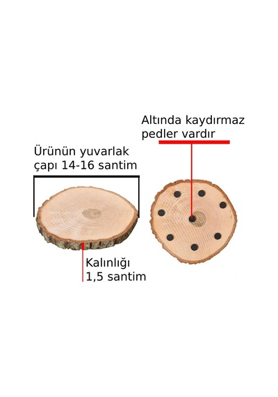 Ağaç Ahşap Nihale Tencere Çaydanlık Alltlığı Çap 14-16 Cm