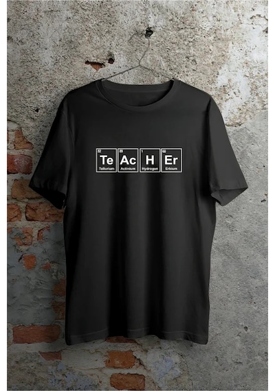 Veraura Lifestyle 24 Kasım Kimya Öğretmeni Hediyesi Baskılı Bisiklet Yaka T-shirt - Beyaz Siyah