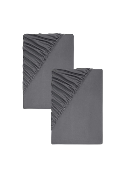 Cotenconcept 2 Adet Düz Pamuklu Tek Kişilik 120 X 200 Cm Lastikli Penye Çarşaf-antrasit