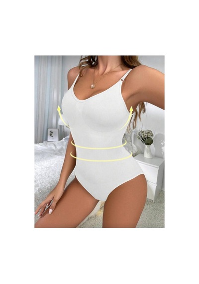 Womanandkids Night Beyaz Seamless Zıbın Korse Çıtçıtlı BodyPush Up Etkili Karın Bel GöbekKadın Body Korse 9051