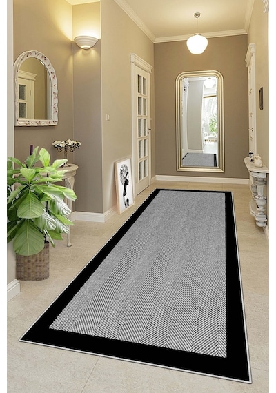 West Home Makinede Yıkanabilir Kaymaz Taban Leke Tutmaz Modern Kesme Yolluk Mutfak Yolluk Halı Yolluk Wh 445 Grey Yolluk