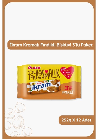 Ikram Kremalı Bisküvi Fındıklı 3x84gr X12 Adet