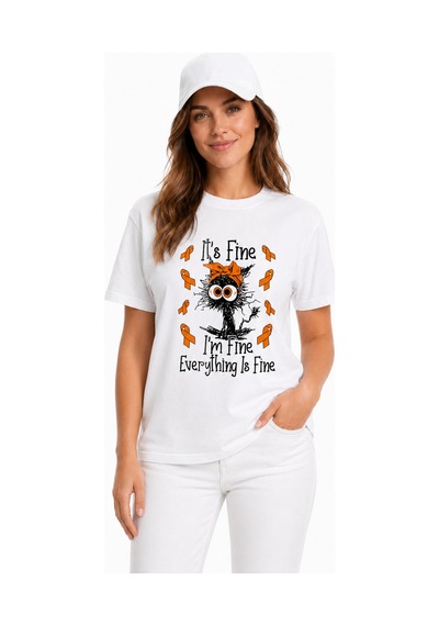 Bayloranzzo Everything İs Fine %100 Pamuk Heavy Cotton Premium Kalite Kadın Tişört Beyaz