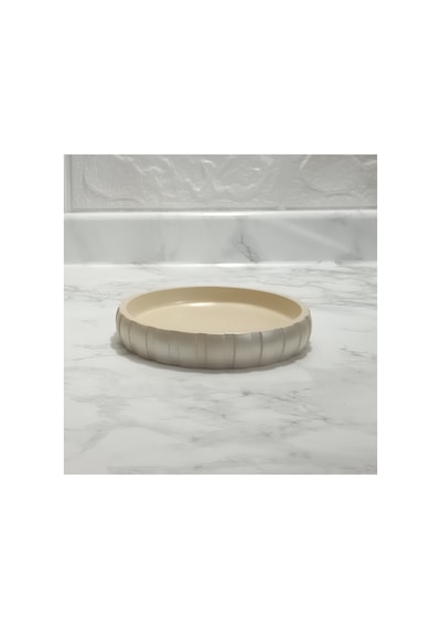 Buççin Online Mağaza Sabunluk Krem Örgü Model Poliresin 13x13x2cm Banyo Seti Reçine Bej Çok Renkli