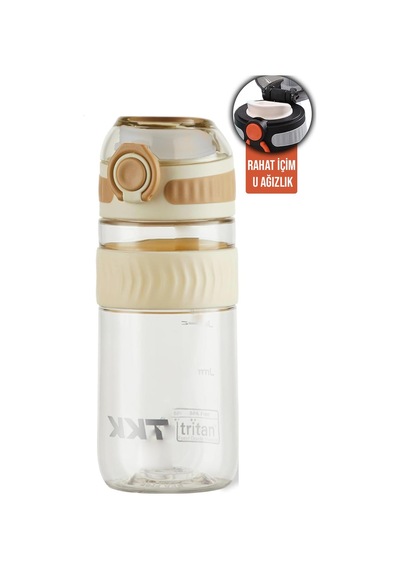 Tkk 550 Ml Rahat İçim U Ağızlı Bpa İçermeyen Taşıma Kulplu Tritan Su Matarası Fftkk1016-550ml Kahverengi