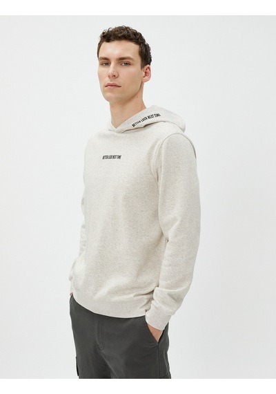 Koton Kapüşonlu Sweat Slogan Baskılı Uzun Kollu Şardonlu Gri 4wam70125mk Gri