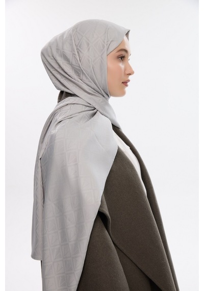 Mirsoy Scarf İpeksi Jakar Şal V Desen Gri