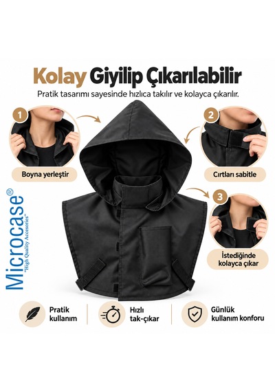 Microcase Motosiklet Kapüşonlu Kışlık Boyunluk Ve Göğüs Koruyucu Rüzgar Kesici Su İtici Cırtlı Sürücü Göğüs Koruyucu Al7038 0