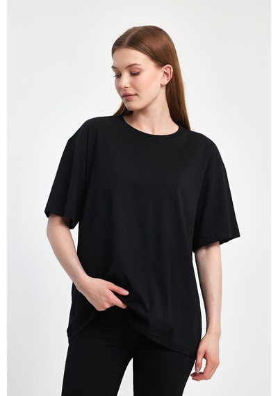 Odda 0008 Kadın Oversize Tişört Siyah