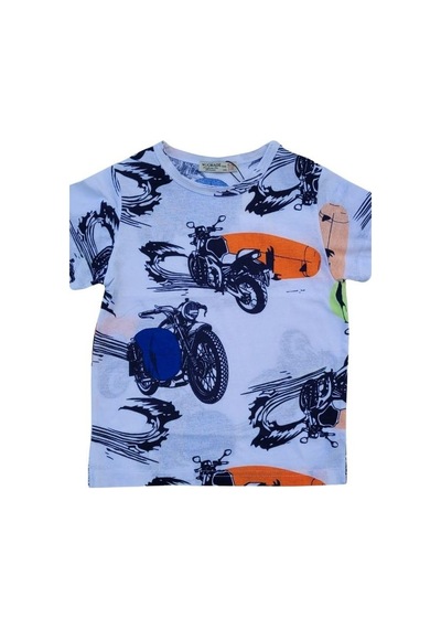 Woo Rage Erkek Çocuk Panda, Motorsiklet Baskılı Tshirt-11752-lacivert Lacivert