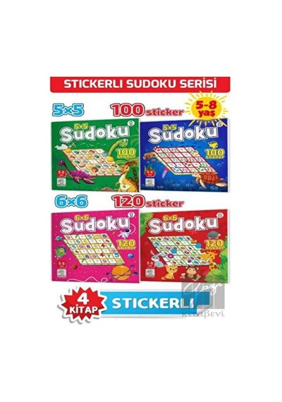 5-8 Yaş Stickerlı Sudoku Seti (Dikkat ve Zeka Geliştiren Bulmacalar Serisi, 440 Adet Çıkartma) Yükselen Zeka Yayınları  -  Yükselen Zeka Yayınları