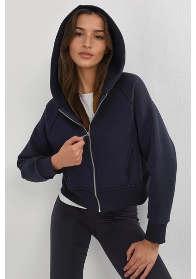 Hiccup Rahat Kesim Kapüşonlu Fermuarlı Hoodie Lacivert