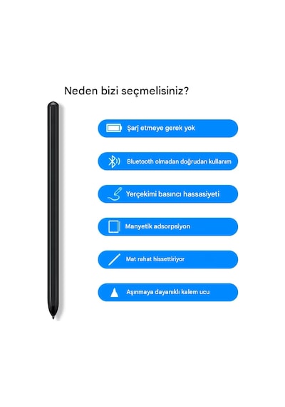 Galaxy Tab S Pen Uyumlu Dokunmatik Stylus Tablet Kalemi S11/s10/s9/s8/s7/s6 Lite/fe/plus Bluetooth'suz Siyah