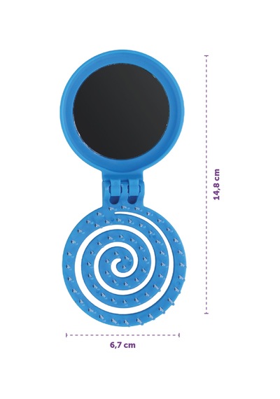 Beauty Makaron X Sw. Smiley Saç Fırçası - 3d Esnek, Aynalı, Çanta Boy - Compact Detangler Mavi