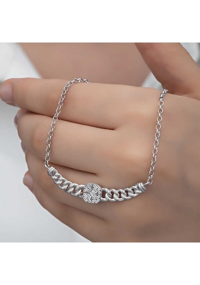 Stillove Gümüş Gurmet Zincirli Kare Baget Taşlı Kadın Kolye