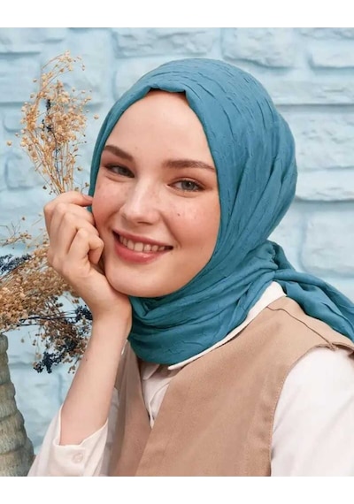Bambu Kraş Eşarp Tesettür Giyim, Hafif, Rahat, Şık, Yüksek Kalite, Hijab, Scarf, Shawl Petrol Mavisi