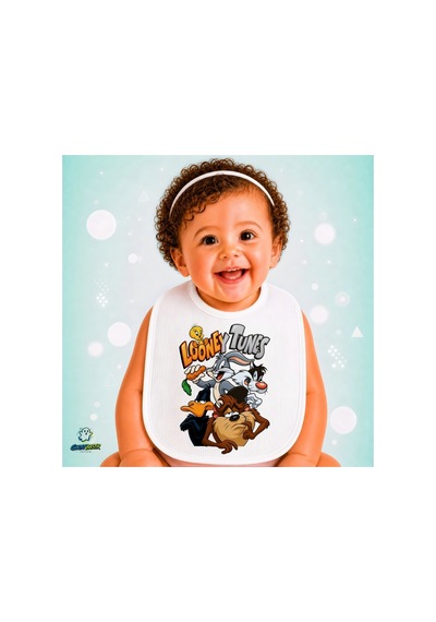 Looney Tunes Keten Bebek Mama Önlüğü Yumuşak - Emici - Yıkanabilir - Özel Tasarım P123 Çok Renkli