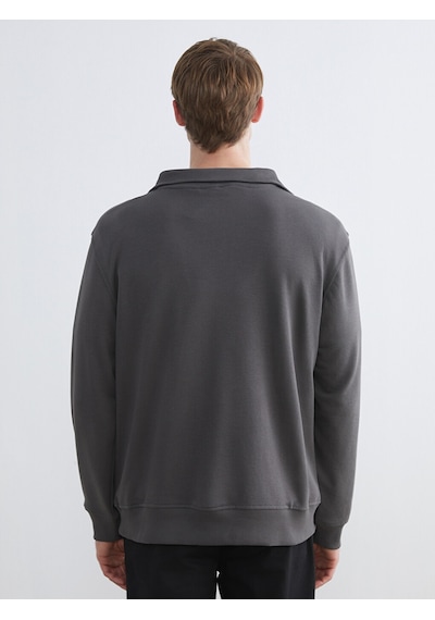 Lcw Vision Antrasit Fermuarlı Dik Yaka Erkek Sweatshirt