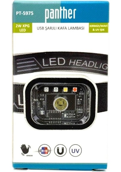 Panther Pt-5975 Usb Şarjlı 600 Lümen Sensörlü Kafa Lambası Beyaz