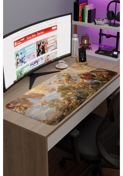 Ortaçağ Sanat Kaymaz Dikişli Kauçuk Oyuncu Mousepad V2 - 90x40 Xxl Gaming Mouse Pad Fare Altlığı